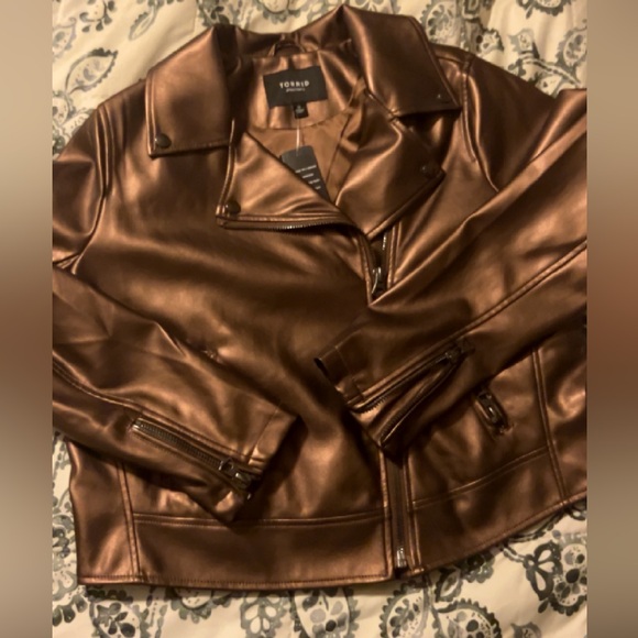 torrid Jackets & Blazers - Torrid Faux Leather Moto Jacket Copper L-Women’s 12